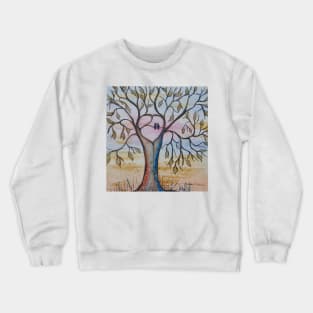 Birds in a Gold Heart Tree Crewneck Sweatshirt